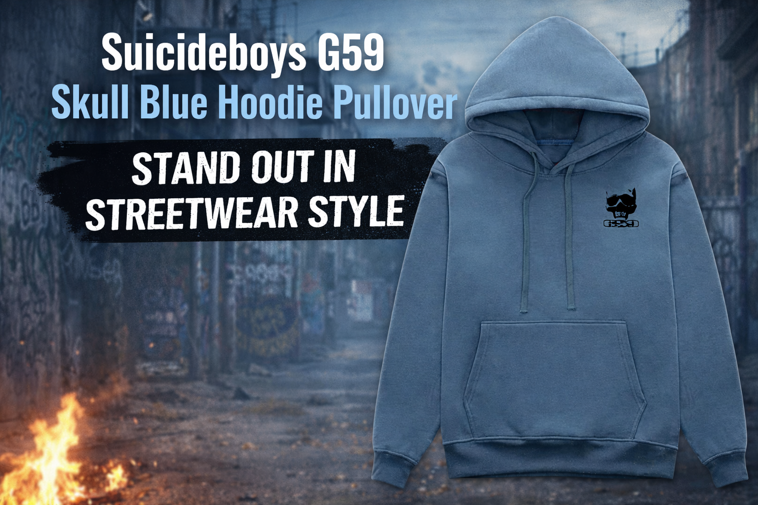 Suicideboys G59 Skull Blue Hoodie Pullover – Stand Out in Streetwear Style