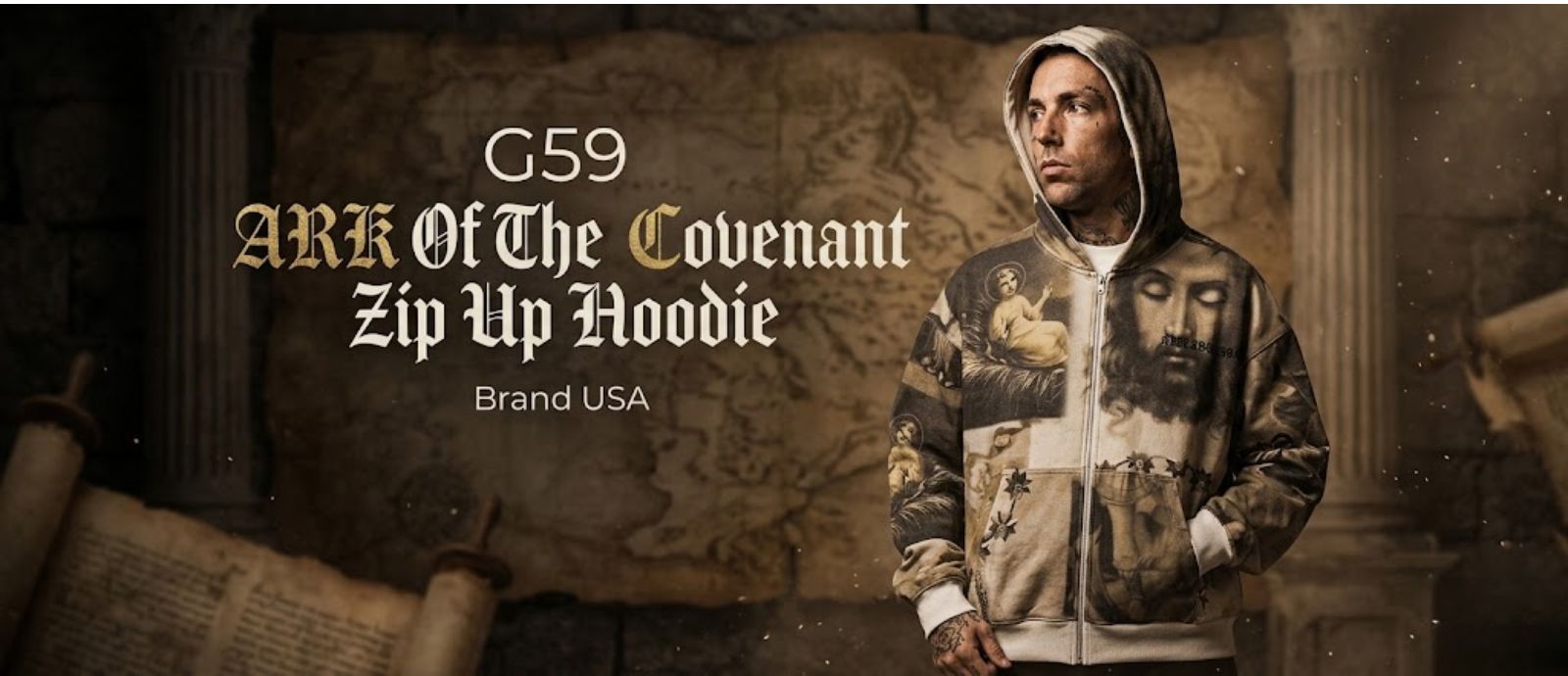 G59 ARK Of The Covenant Zip Up Hoodie Brand USA